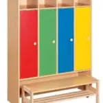 Dulap de vestiar colorat cu băncuță